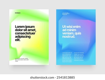 Layout template with fluid gradient background for flyer, poster or banner. Font and paper product with fluted glass effect used for message. 