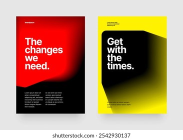 Modelo de layout com fundo de gradiente de fluido para folheto, cartaz ou banner. Fonte e papel com efeito de vidro canelado usado para a mensagem. 