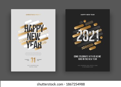 Layout template for Happy New Year 2021 and Merry Christmas Party. Vector illustration for flyer, banner and invitation card.