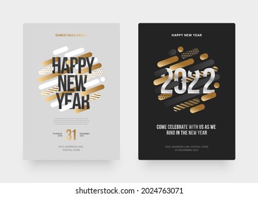 Layout template for Happy New Year 2022 and Merry Christmas Party. Vector illustration for flyer, banner and invitation card.