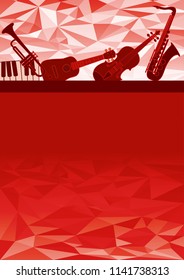 Layout template with Musical instruments and triangle background. EPS10 Vector