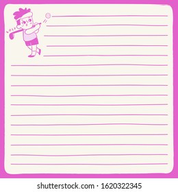 Layout template for notebook with kids playing sports : Vector Illustration