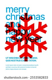 Layout template with snowflakes for flyer, greeting card, poster, banner, Christmas party invite. Font and paper product used for message. 