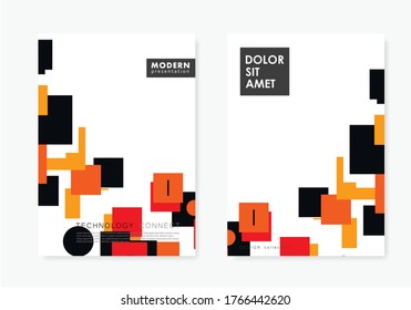 Layout template with square design brochure. Abstract modern print. Promotion banner concept. Vector geometric background