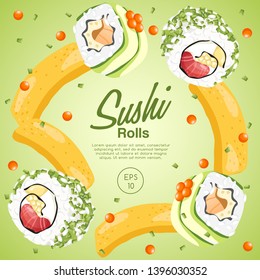 Layout template of Sushi rolls : Vector Illustration