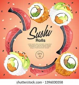 Layout template of Sushi rolls : Vector Illustration