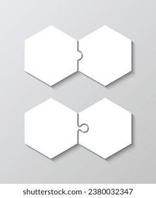 Layout of thinking mosaic game. Puzzle pieces grid. Infographic diagram. White modern background with 2 pairs pieces. Jigsaw laser cut template with separate details. Vector illustration.