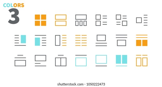 Layout UI Pixel Perfect Well-crafted Vector Thin Line Icons 48x48 Ready for 24x24 Grid for Web Graphics and Apps with Editable Stroke. Simple Minimal Pictogram Part 4-6