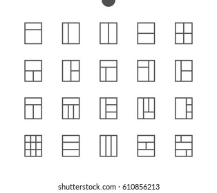 Layout UI Pixel Perfect Well-crafted Vector Thin Line Icons 48x48 Ready for 24x24 Grid for Web Graphics and Apps with Editable Stroke. Simple Minimal Pictogram Part 5-6