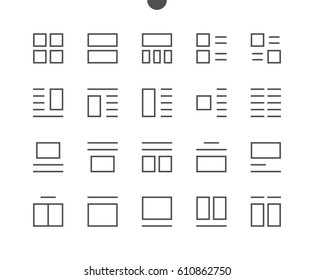 Layout UI Pixel Perfect Well-crafted Vector Thin Line Icons 48x48 Ready for 24x24 Grid for Web Graphics and Apps with Editable Stroke. Simple Minimal Pictogram Part 4-6