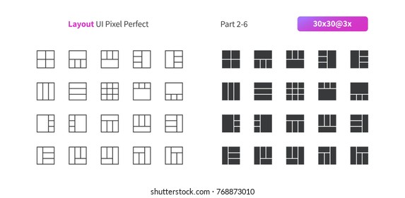 Layout UI Pixel Perfect Well-crafted Vector Thin Line And Solid Icons 30 3x Grid for Web Graphics and Apps. Simple Minimal Pictogram Part 2-6