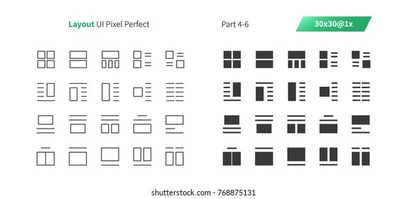 Layout UI Pixel Perfect Well-crafted Vector Thin Line And Solid Icons 30 1x Grid for Web Graphics and Apps. Simple Minimal Pictogram Part 4-6