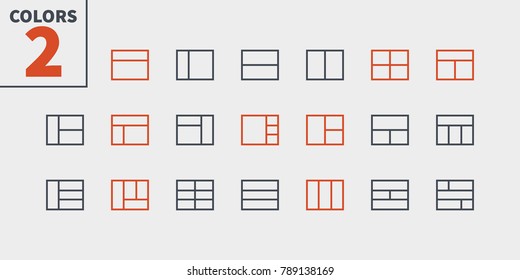 Layout UI Pixel Perfect Well-crafted Vector Thin Line Icons 48x48 Ready for 24x24 Grid for Web Graphics and Apps with Editable Stroke. Simple Minimal Pictogram Part 6-6
