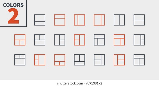 Layout UI Pixel Perfect Well-crafted Vector Thin Line Icons 48x48 Ready for 24x24 Grid for Web Graphics and Apps with Editable Stroke. Simple Minimal Pictogram Part 1-6