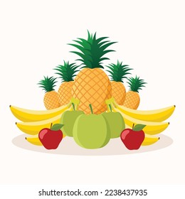 Layout of Variant Fruits Flat Design Vector Illustration