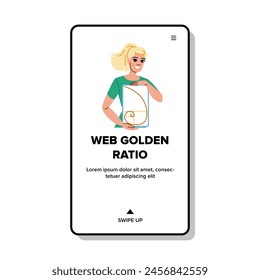 layout web golden ratio vector. aesthetics proportion, balance harmony, mathematics art layout web golden ratio web flat cartoon illustration