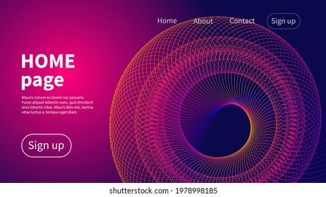 Layout of websites home page with abstract spiral shape. Vector illustration