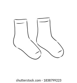 Anordnung der weißen Socken. Sketch-Stil. Bearbeitbare Vektorgrafik einzeln auf weißem Hintergrund. Socken, Vektorgrafik