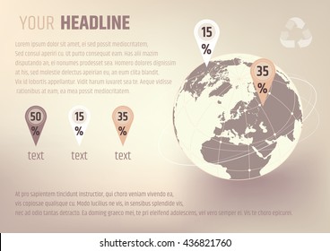 Layout of the world. Earth template. Vector banner.
