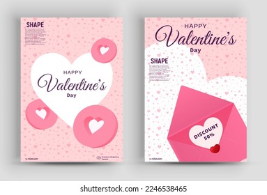 Layouts posters for Valentine's Day celebration. Posters with romantic design. Ideal for wedding, event invitation, website header, web banner. Vector
