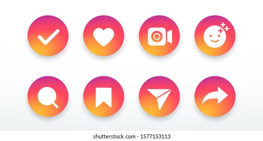 Layouts  set colorful web buttons app  ui  Blogging  promotion  Social media Instagram concept  Vector illustration  EPS 10