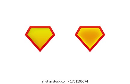 Layouts Superman Shield Icon With Shadow. Superhero Label Mockups. Vector On Isolated White Background. EPS 10.