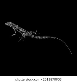 lazarus lizard hand drawing vector isolated on black background.