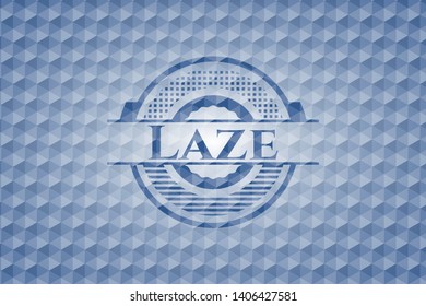 Laze blue badge with geometric pattern. Vector Illustration. Detailed.