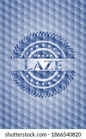 Laze blue badge with geometric pattern background. Vector Illustration. Detailed. 