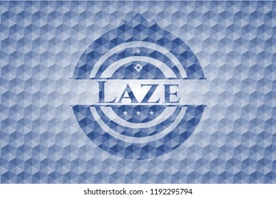 Laze blue emblem with geometric background.