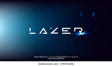 Lazer, An Abstract Modern Minimalist Geometric Futuristic Alphabet Font. Digital Space Typography Vector Illustration Design