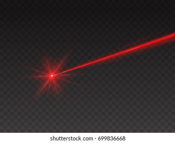 Haz de luz flojo aislado sobre fondo transparente. Rayo luminoso rojo mágico con flash brillante. Efecto de línea láser de neón vectorial para su diseño.