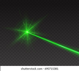 Lazer Beam Spark Isolated On Transparent Background. Abstract Green Shine Light Ray With Glow Flash. Vector Lime Neon Laser Line Effect For Your Design.