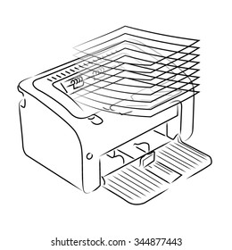 Lazer printer with paper line illustration