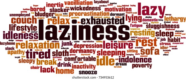 Laziness word cloud concept. Vector illustration