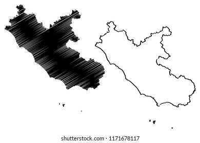 Lazio (Autonomous region of Italy) map vector illustration, scribble sketch Lazio map