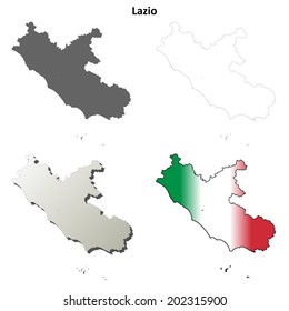 Lazio blank detailed outline map set - vector version