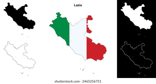 Lazio blank outline map set