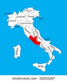Lazio, Italy province vector map illustration isolated on background.