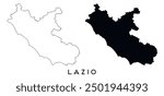 Lazio map outline and black silhouette vector