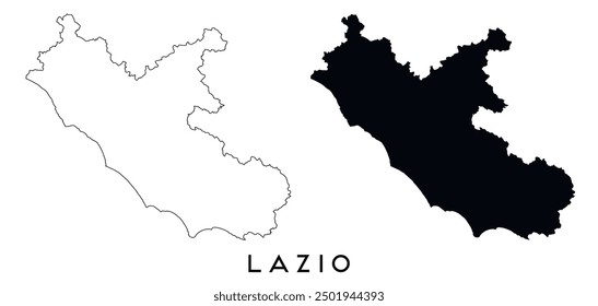 Lazio map outline and black silhouette vector