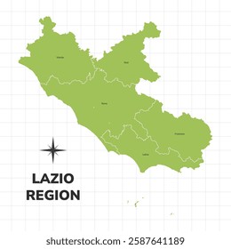 Lazio Region map illustration. Map of the Region in Italy