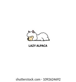 Lazy alpaca sleeping icon, logo design, vector illustration