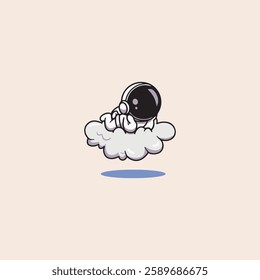 
Lazy Astronaut Lay On Cloud icon flat vector design.