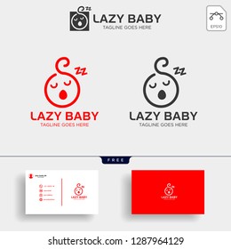 Lazy baby, lazy child creative logo template vector illustration, icon elements isolated with business card
