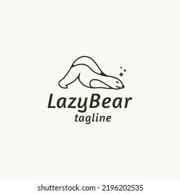 Lazy bear logo icon design template flat vector illustration