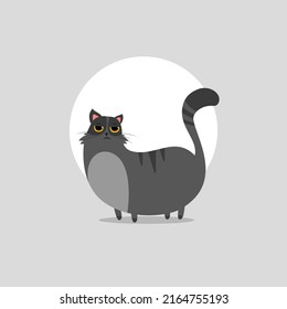 lazy big cat grey vector illustration