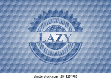 Lazy blue emblem with geometric pattern background. Vector Illustration. Detailed. 
