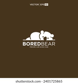 Lazy Bored Bear logo design vector icon