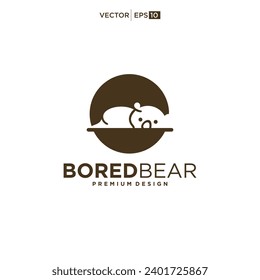 Lazy Bored Bear logo design vector icon